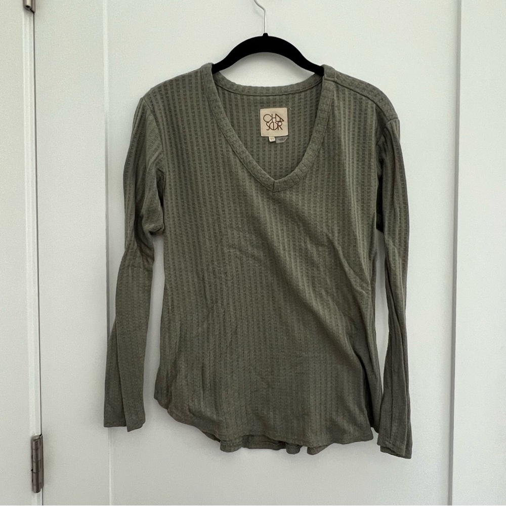 Chaser Olive Green Waffle Weave Top